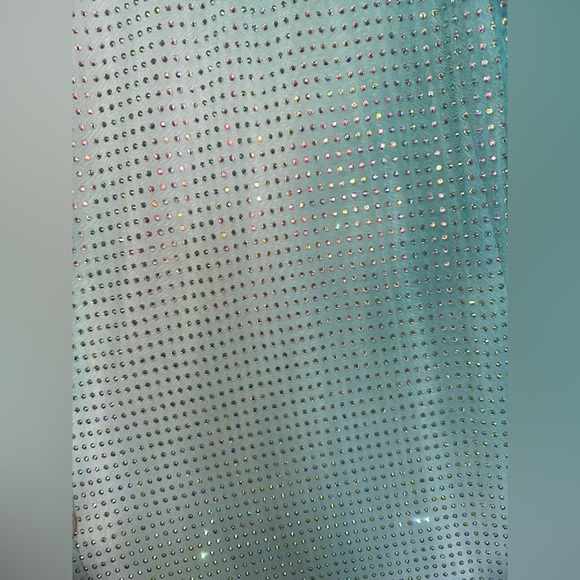 Self Portrait Green Contour Print Rhinestone Dress - Picture 6 of 17